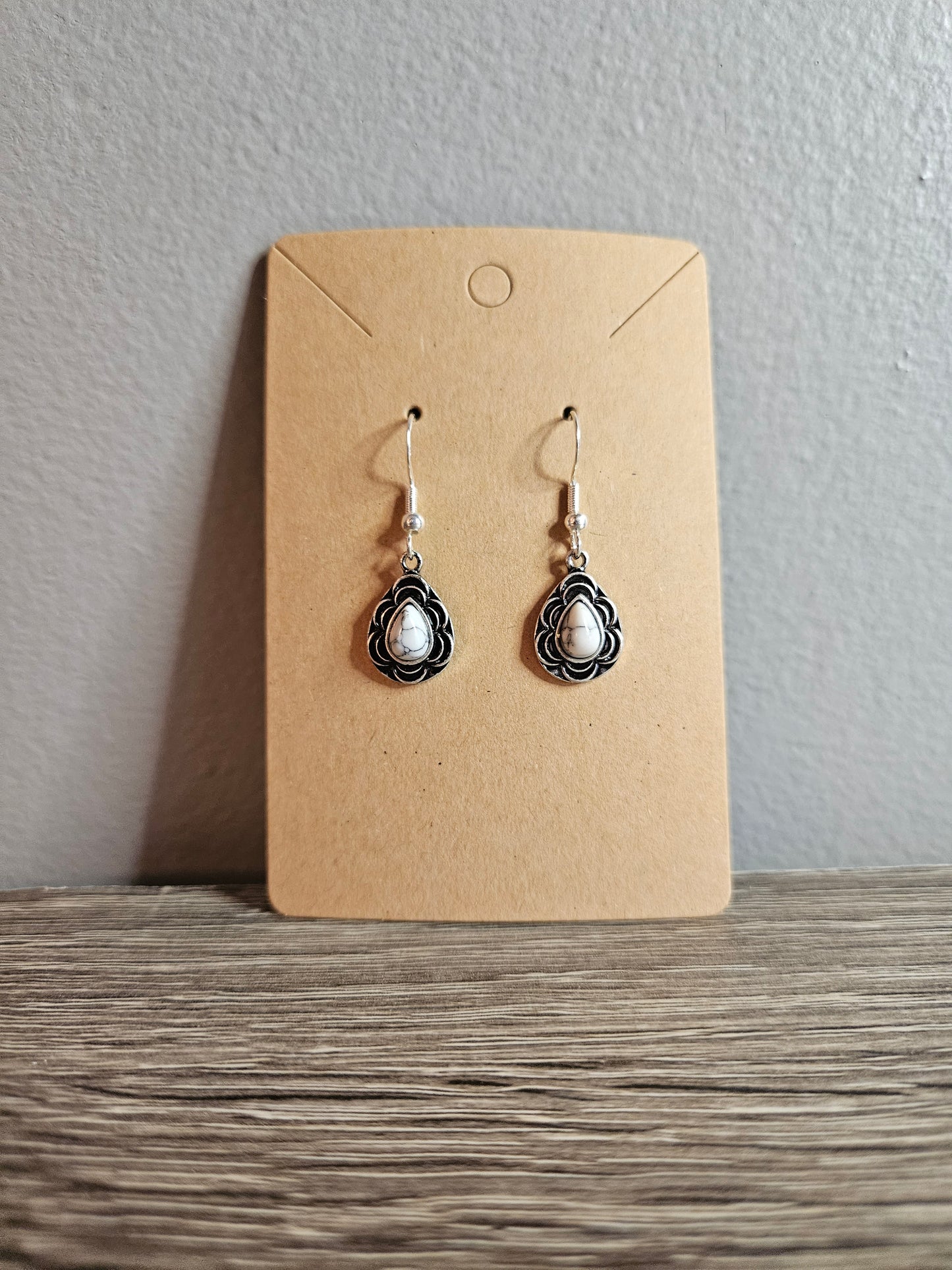 Southwest white oval earrings