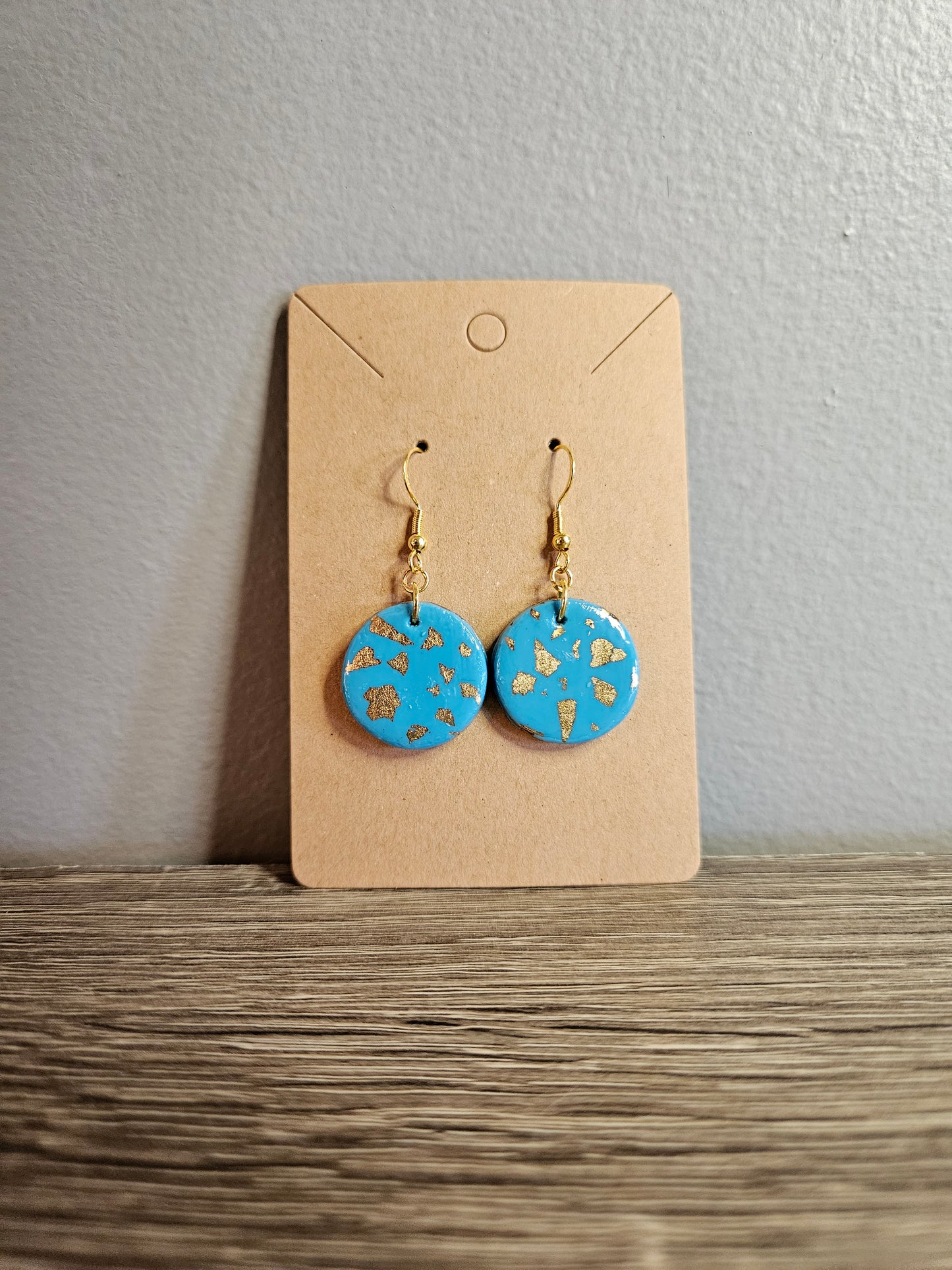 Turquoise and gold circle earrings