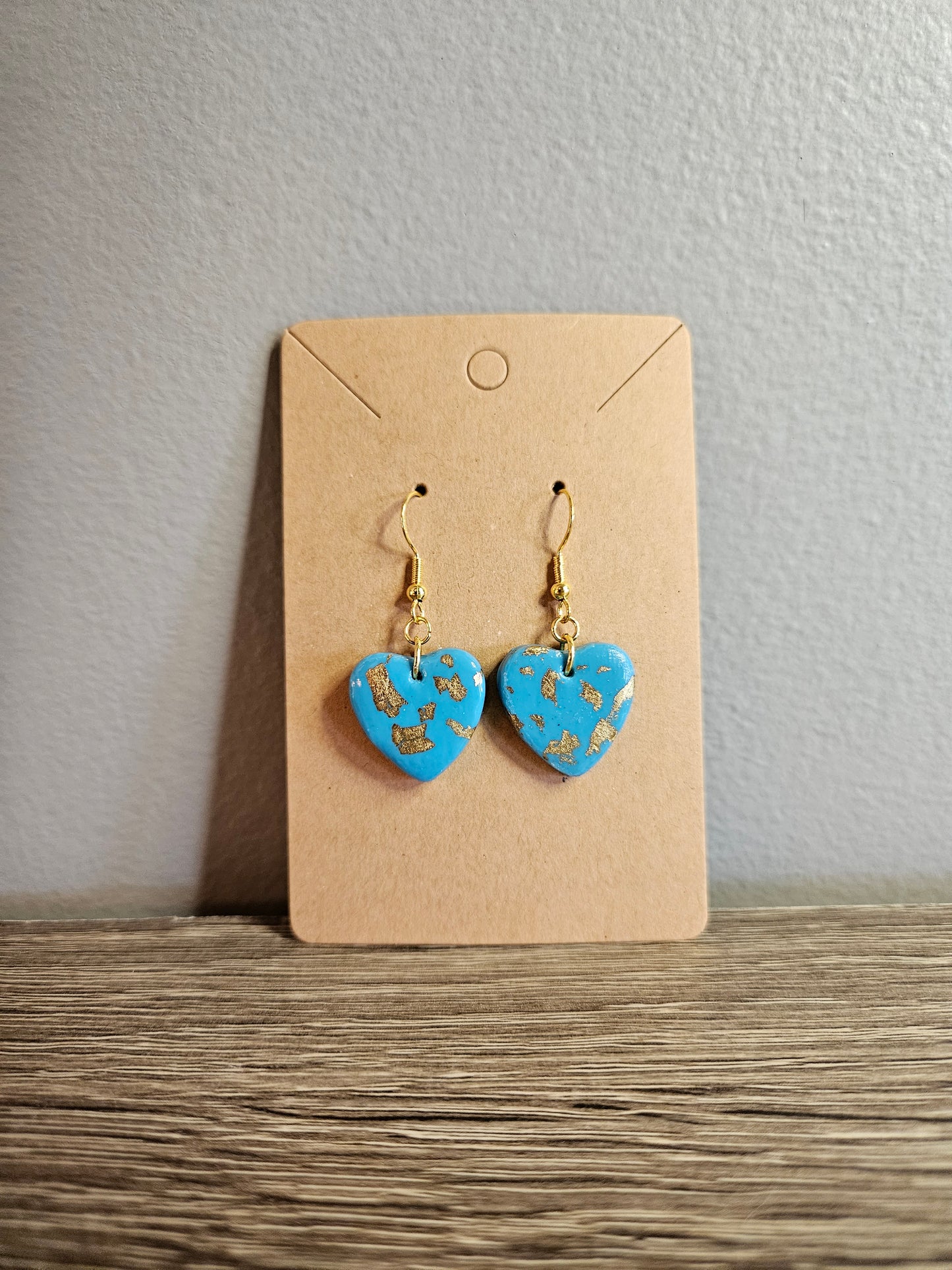 Turquoise and gold heart earrings