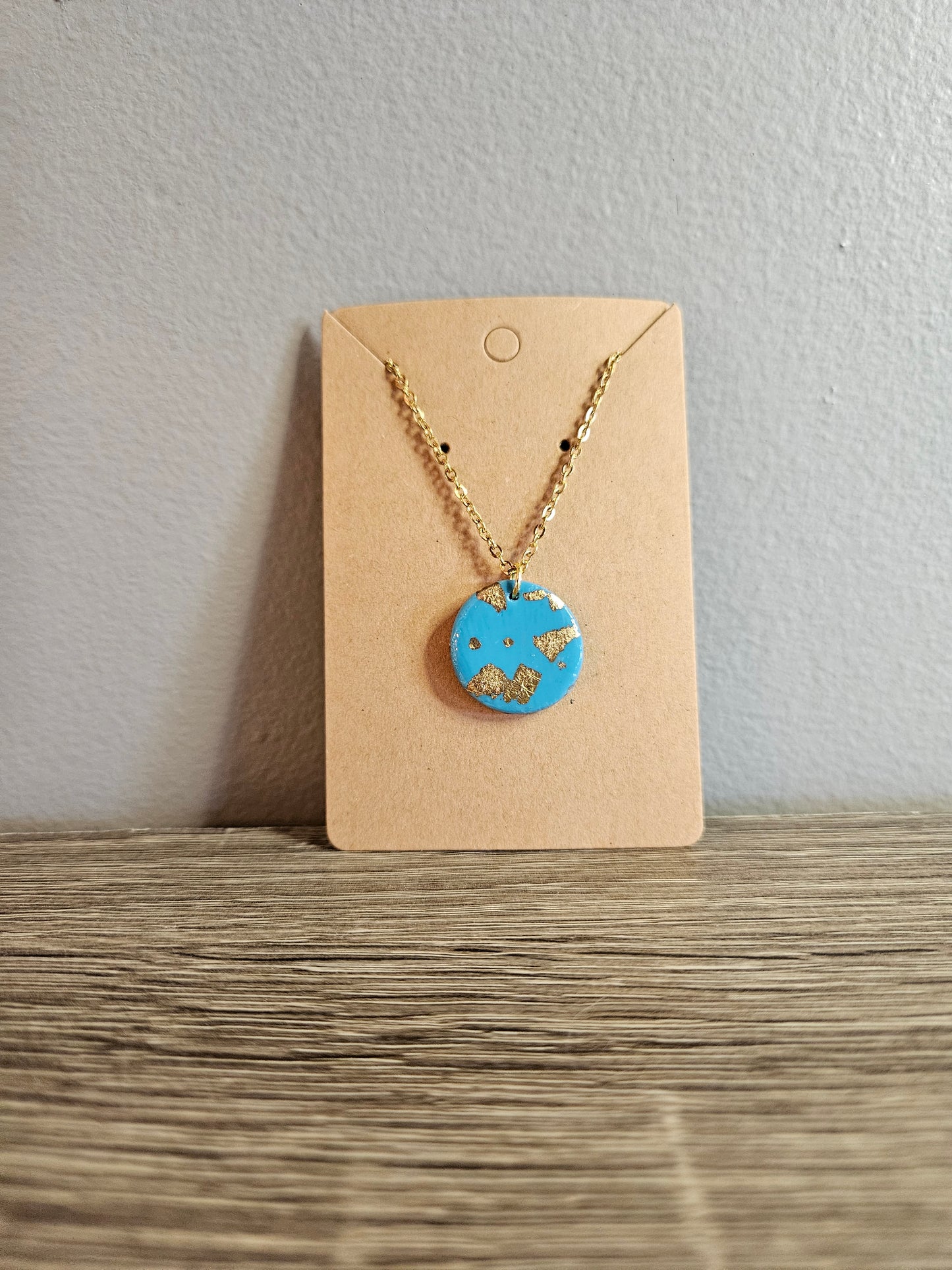 Turquoise and gold circle necklace