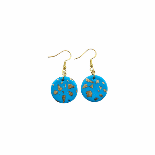 Turquoise and gold circle earrings