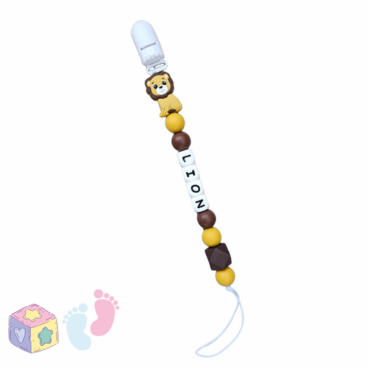 Yellow/Brown Lion Pacifier Clip