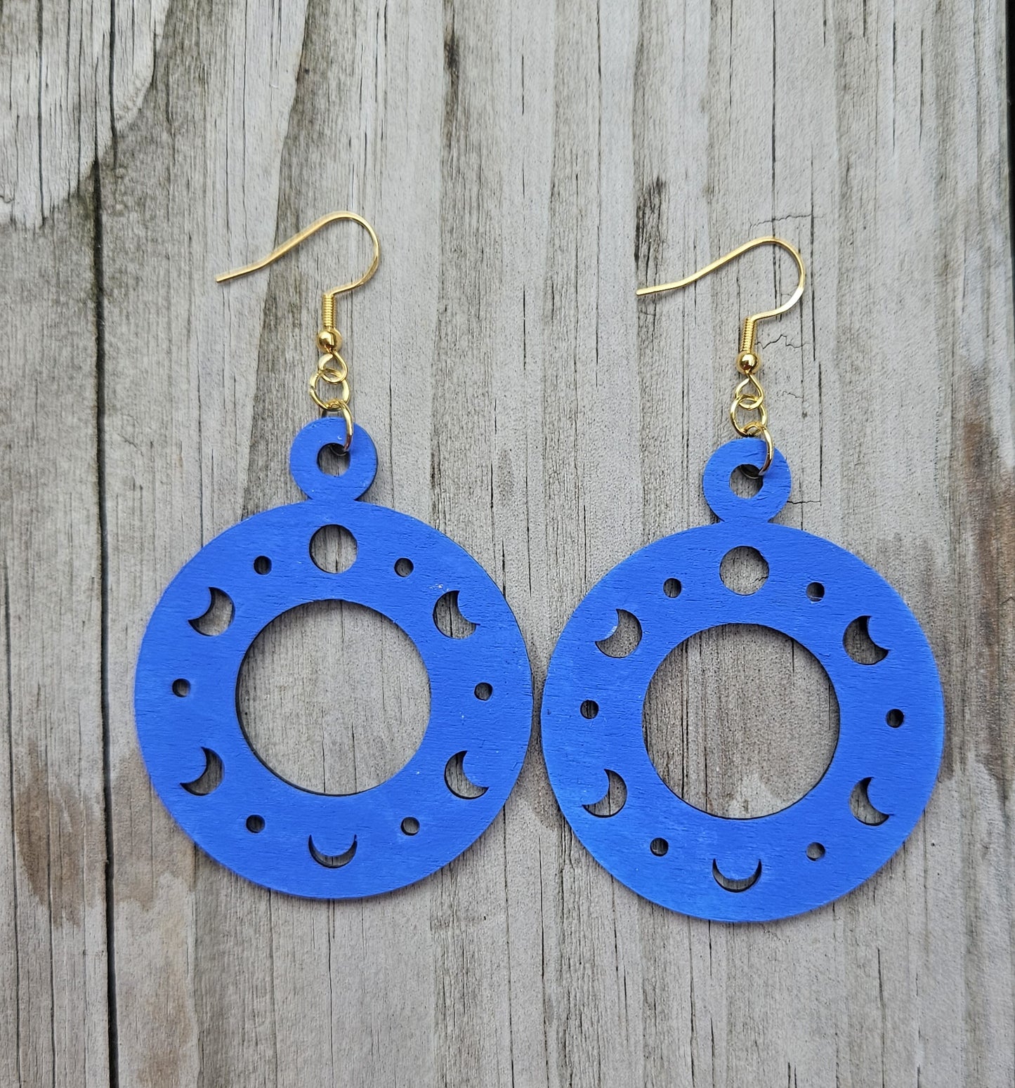 Moon Phases Wood Earrings