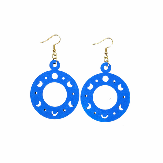 Moon Phases Wood Earrings