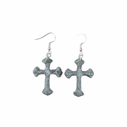 Small Silver Cross Earrings