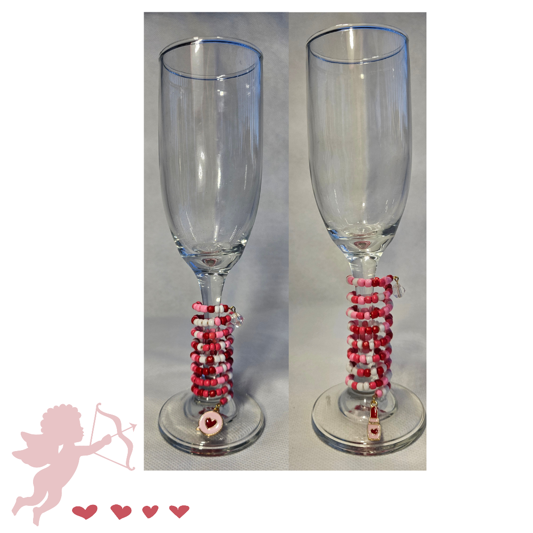 Valentine's Theme Wine Glass Charms Set