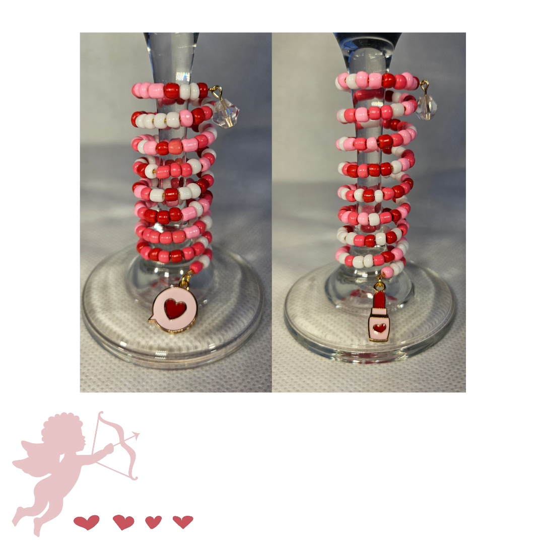 Valentine's Theme Wine Glass Charms Set